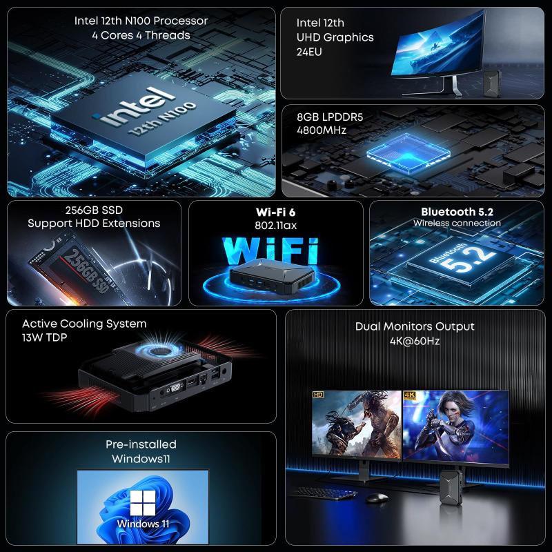 Mini PC CHUWI HeroBox - Intel N100, 8GB RAM, 256GB SSD, Windows 11